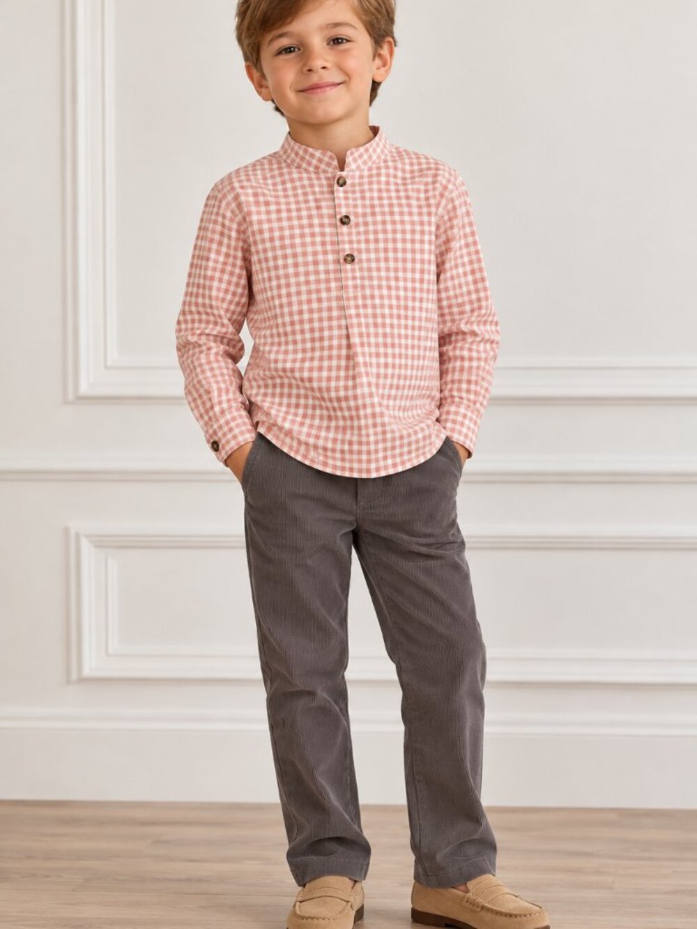 Edgehill Collection Boys 2-Piece Gingham Shirt & Corduroy Pants Set Size 6 NWT